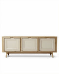 Dressoir van hout met 3 deuren in lichtbeige 150 x 45 x 70cm