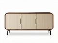 moderne kasten met drie deuren van hout en metaal in beige en bruin 120 x 40 x 70cm