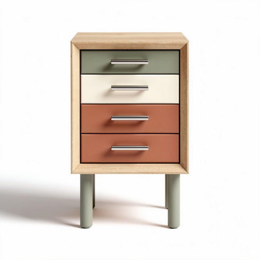 Ladenkast met vier lades en natuurlijk houten afwerking 45 x 35 x 75cm