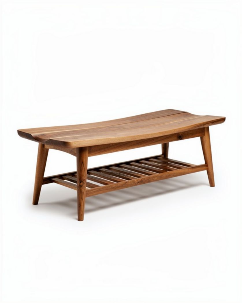 Houten salontafel met opbergrek 120 x 60 x 45cm in bruin afwerking