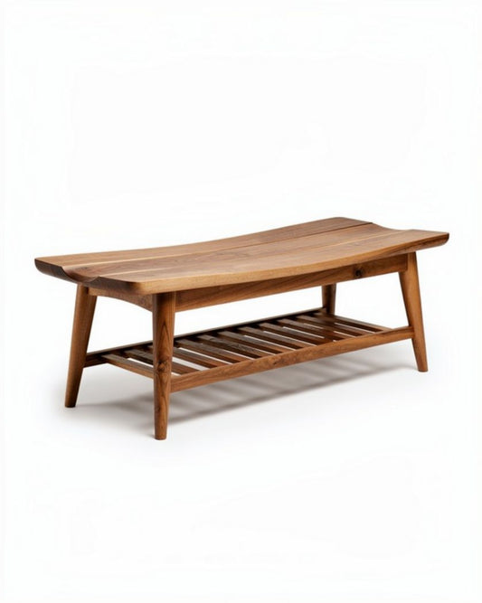 Houten salontafel met opbergrek 120 x 60 x 45cm in bruin afwerking