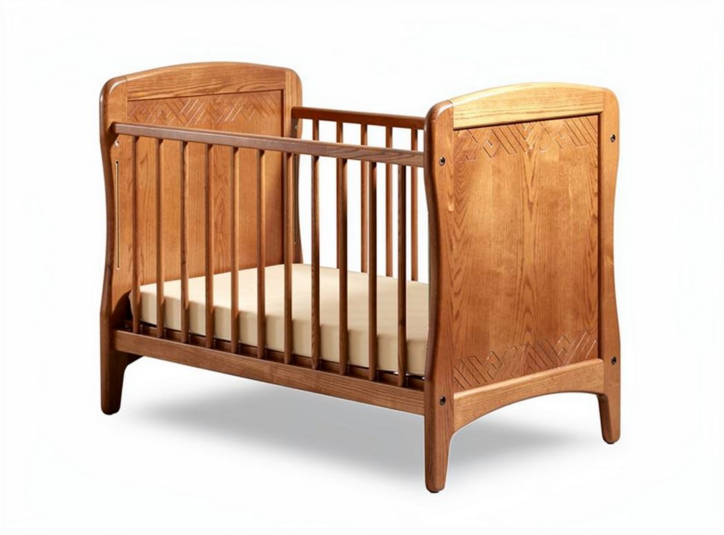 Houten kinderbed met matras 120 x 60 x 90 cm in natuurlijk eikenhout