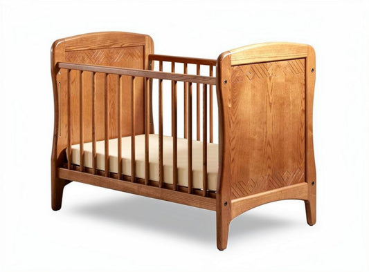 Houten kinderbed met matras 120 x 60 x 90 cm in natuurlijk eikenhout