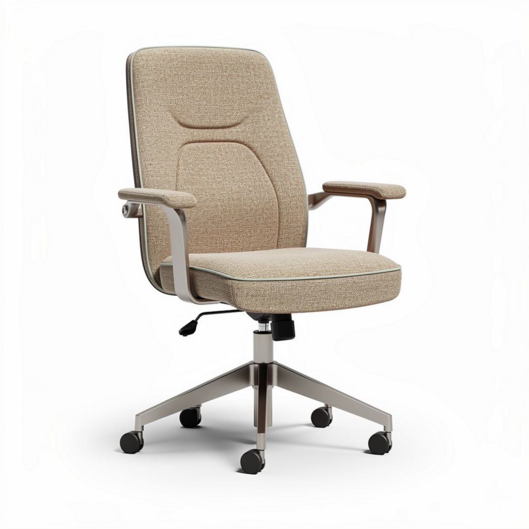Kantoorstoel met stof bekleding en metalen voet 60 x 60 x 100cm beige