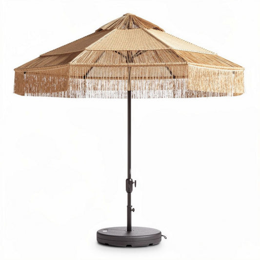 Parasol van riet met metalen standaard 250 x 250 x 300 cm beige kleur