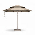 Lichtgewicht parasol met kruisvoet van aluminium en vlechtwerk in beige 250 x 250 x 250cm