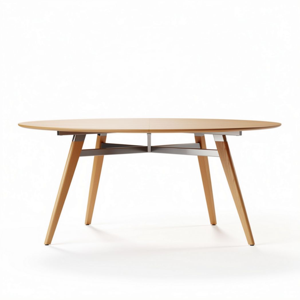 Ovale tafel van hout met metalen poten 150 x 90 x 75cm voor eetkamer