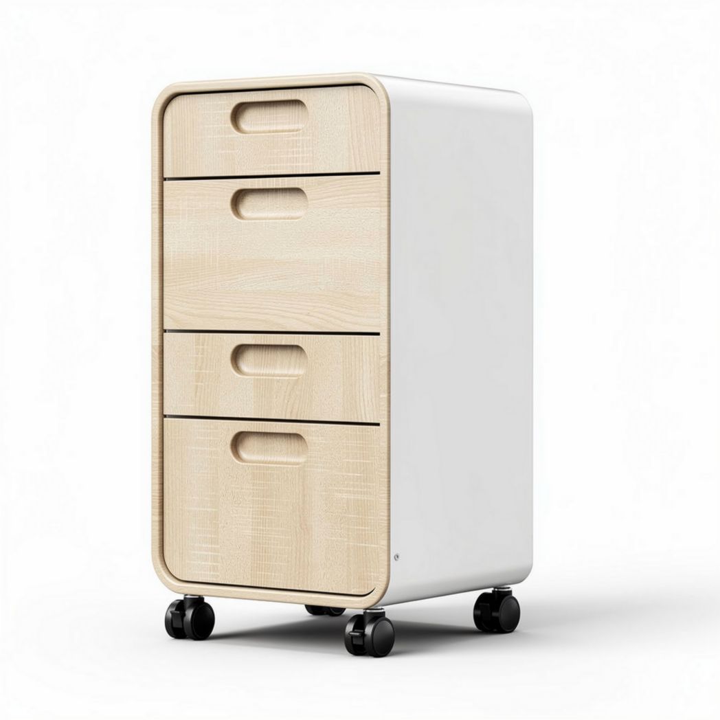 Opbergtrolley met drie lades van hout en kunststof 40 x 30 x 70cm