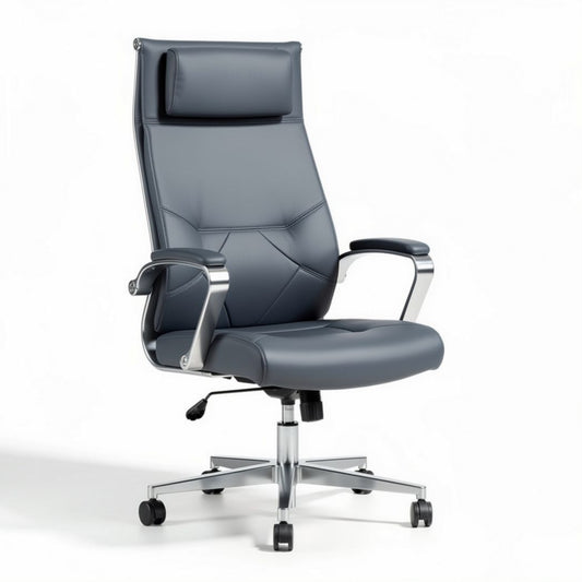 Bureaustoel met verstelbare rugleuning van kunstleer in donkergrijs 55 x 65 x 120cm