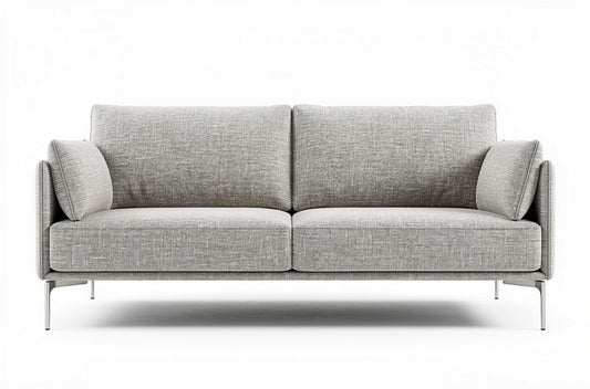 Tweed bank met rvs poten in lichtgrijze kleur 200 x 80 x 90cm